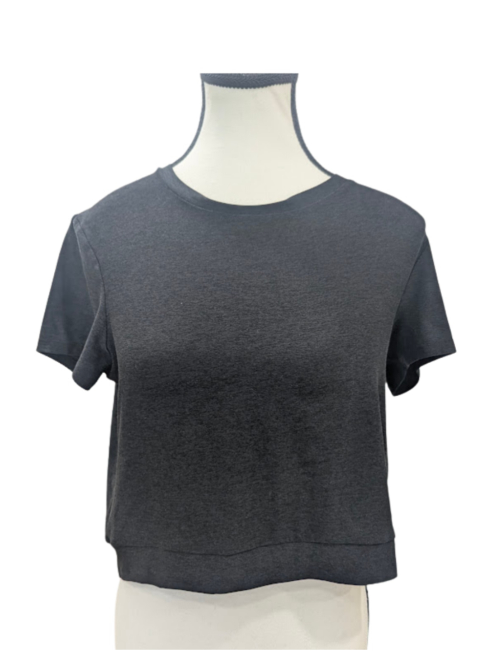 Beyond Yoga Womens Crop Top S Heathered Black Crossover Back Athleisure Yoga Tee